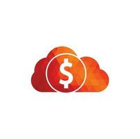 vetor de logotipo de dinheiro em nuvem. modelo de logotipo de pagamento em nuvem