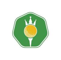 design de logotipo de vetor de golfe rei. bola de golfe com ícone de vetor de coroa.