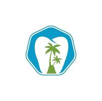 design de logotipo de odontologia de clínica odontológica. logotipo dental com o conceito de ilha tropical. vetor