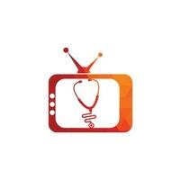 design de logotipo de tv médico. modelo de ícone de logotipo de tv estetoscópio. vetor