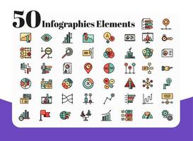 50 elementos e ícones de infográficos vetor