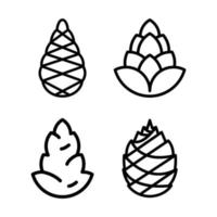 conjunto de ícones de pinhas preto e branco vetor