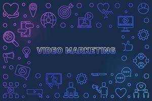ilustração ou quadro de contorno colorido de vetor de marketing de vídeo