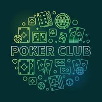 vetor conceito de clube de poker linear ilustração verde redonda