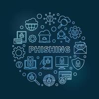 vector phishing conceito circular linear ilustração azul