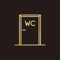 wc ou banheiro conceito de vetor de porta ícone dourado linear ou logotipo