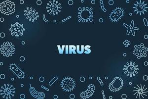 ilustração ou quadro de contorno azul do conceito de vírus vetorial vetor