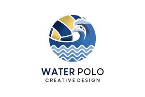 design de logotipo de pólo aquático, ilustração vetorial de bola combinada com ícone de onda vetor