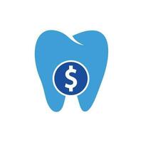 vetor de logotipo de dólar dental. ícone de vetor de moeda de dente e dólar. símbolo de poupança dental, ilustração do logotipo.