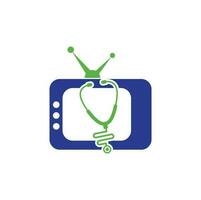 design de logotipo de tv médico. modelo de ícone de logotipo de tv estetoscópio. vetor