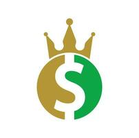 dólar rei logotipo projeta vetor de conceito. vetor de ícone de dinheiro da coroa.