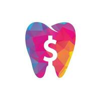 vetor de logotipo de dólar dental. ícone de vetor de moeda de dente e dólar. símbolo de poupança dental, ilustração do logotipo.