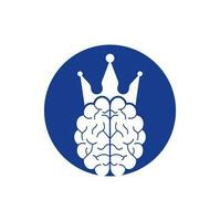 design de ícone do logotipo do cérebro da coroa. design de logotipo de vetor de rei inteligente. cérebro humano com design de ícone de coroa.