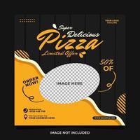 modelo de postagem de banner de mídia social super elicious de menu de comida e pizza vetor