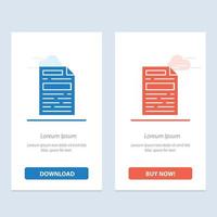 arquivo de design de documento azul e vermelho baixe e compre agora modelo de cartão de widget da web vetor