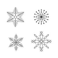 flocos de neve conjunto de natal simples doodle ilustração vetorial desenhada à mão linear, feriados de inverno elementos de ano novo para cartões de saudações de temporadas, convites, banner, pôster, adesivos vetor