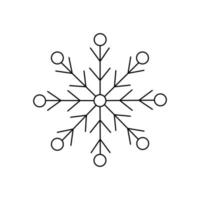 floco de neve natal simples doodle linear ilustração vetorial desenhada à mão, feriados de inverno elementos de ano novo para cartões de saudações de temporadas, convites, banner, pôster, adesivos vetor