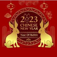ilustração vetorial banner ano novo chinês de coelho vetor