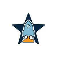 design de logotipo de vetor de foguete estrela. inicie o logotipo de vetor abstrato de nave espacial foguete.