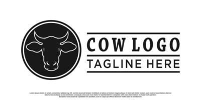 vetor de um vetor premium de design de logotipo de cabeça de vaca