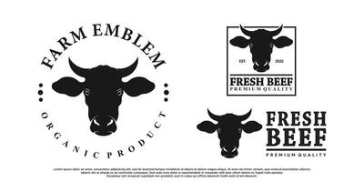 abstact vaca ícone conjunto design de logotipo com conceito criativo vetor premium