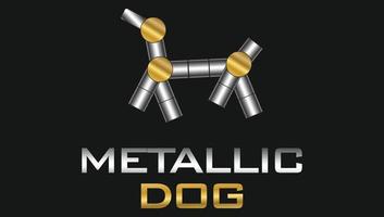 logotipo de cachorro metálico de tecnologia inovadora vetor