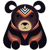 vetor de ilustração de urso fofo isolado em branco com estilo tribal bom para logotipo ou personalize seu design