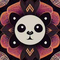 ilustração vetorial gráfico de panda na mão desenhe o estilo de mandala tribal perfeito para camiseta, pôster ou edite e personalize seu design, cartão, banner vetor