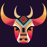 gráfico de ilustração vetorial de vaca em estilo étnico tribal bom para logotipo, ícone, mascote, imprimir ou personalizar seu design vetor