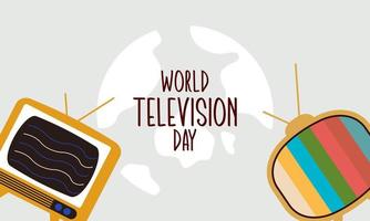 ilustração de desenhos animados de televisão vintage. ilustração do dia mundial da televisão vetor