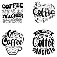 pacote de xícara de café, conjunto de vetor de café, elemento decorativo de tipografia, xícara de desenho de mão, ilustração de café