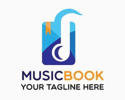 modelo de design de logotipo de livro de música. vetor de ilustração de livro e música