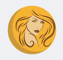 rosto de mulher bonita estilizada com silhueta de cabelo comprido. logotipo ou símbolo do salão de beleza do cabelo feminino. vetor