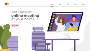 aplicativo de reunião online do site de destino vetor