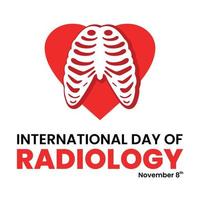 Dia Internacional da Radiologia. ícone de costelas humanas. osso. ilustração em vetor design plano isolada no fundo branco
