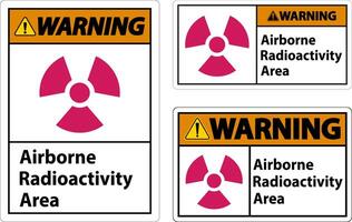 sinal de símbolo de área de radioatividade no ar de advertência no fundo branco vetor