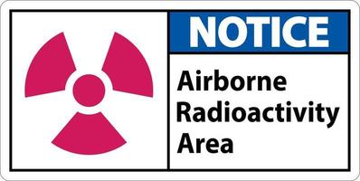 observe o sinal de símbolo de área de radioatividade no ar no fundo branco vetor