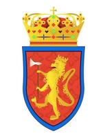 Brazão. leão coroado com machado e coroa. emblema real clássico. escudo de distintivo. ilustração vetorial colorida isolada no fundo branco. vetor