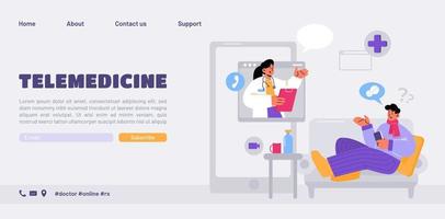 telemedicina, banner de consulta médica online vetor