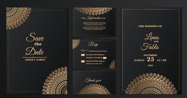 cartões ou convites com padrão de mandala cartão de casamento convite elegante, convite, banner de capa de pano de fundo. cartão de ornamento festivo de renda de luxo. islão, árabe, indiano, turco, vetor