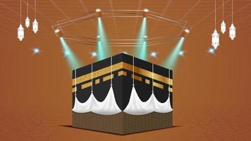 fundo decorativo islâmico de luxo com kaaba vetor