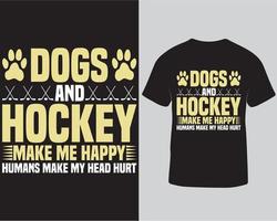 cães e design de camiseta de esportes de hóquei vetor