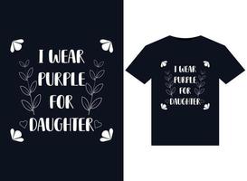 eu uso roxo para ilustrações de filha para design de camisetas prontas para impressão vetor