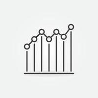 gráfico de linhas com ícone mínimo de conceito de vetor de contorno de círculos