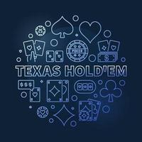 ilustração de contorno de vetor azul redondo texas hold'em