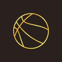 conceito de vetor de bola de basquete ícone ou logotipo dourado linear