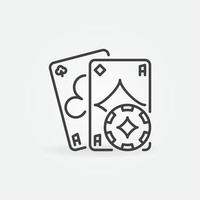 jogando cartas com o ícone de vetor de fichas de pôquer no estilo de estrutura de tópicos