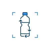 conceito de vetor de reciclagem de garrafa de plástico ícone azul