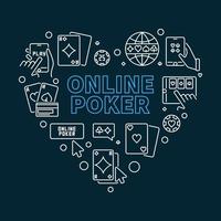 ilustração em forma de coração de contorno de vetor de poker online