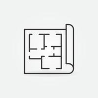 ícone ou símbolo do conceito de vetor linear de plano de casa